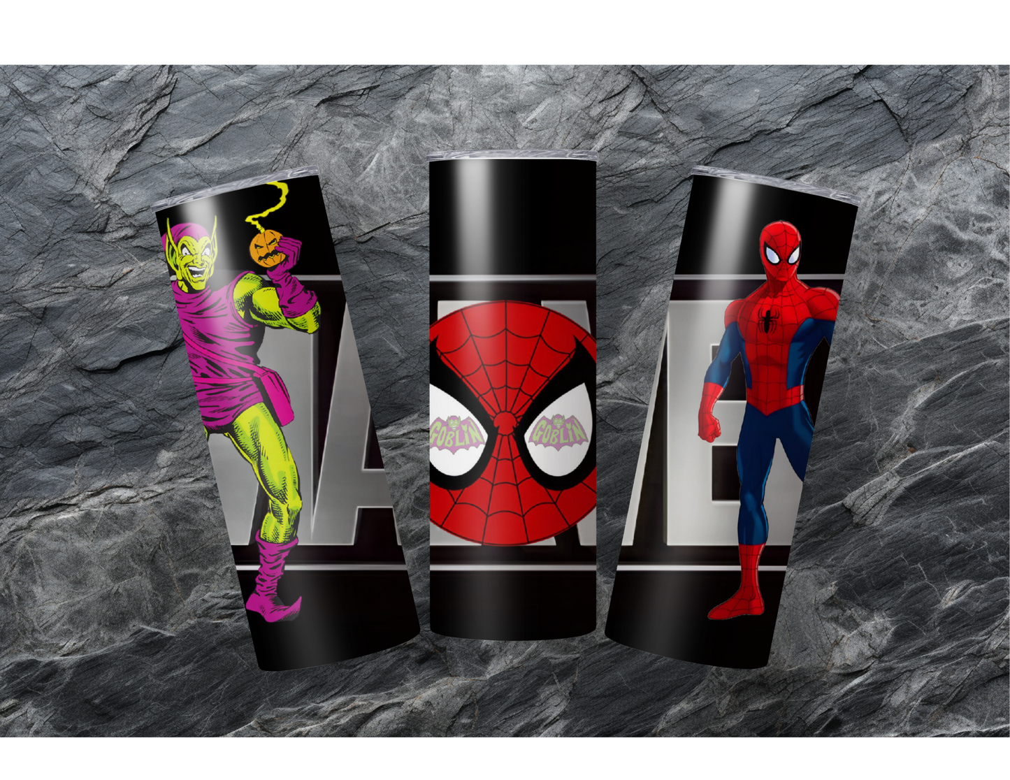 *EXCLUSIVE*Spiderman and Goblin tumbler.