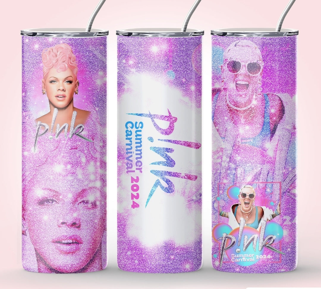 Pink 20oz summer carnival tumbler
