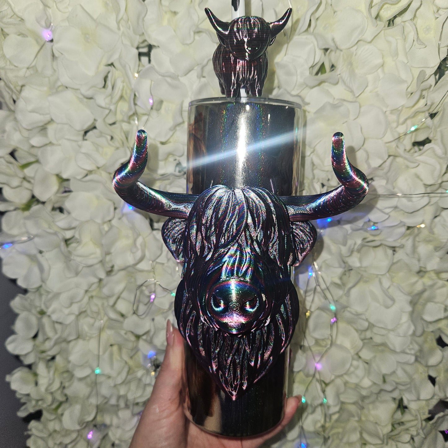 Holo Highland cow tumbler