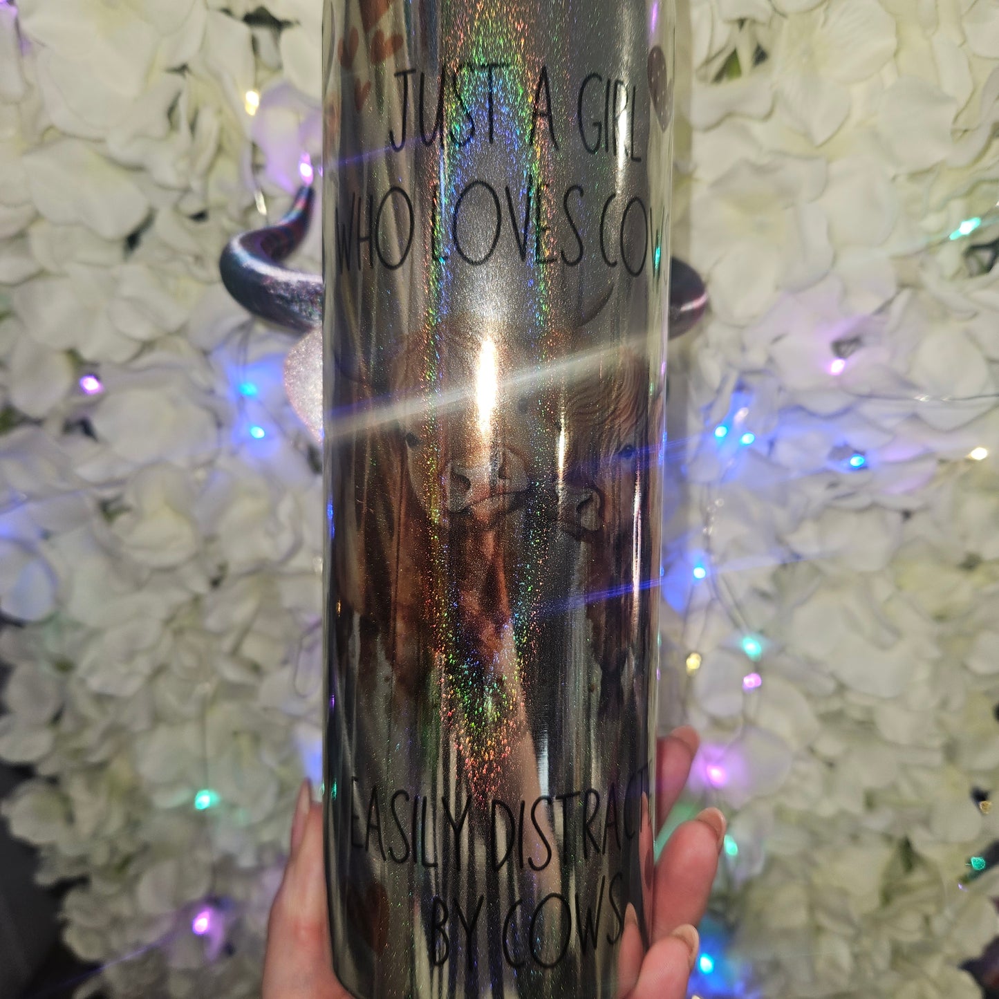 Holo Highland cow tumbler