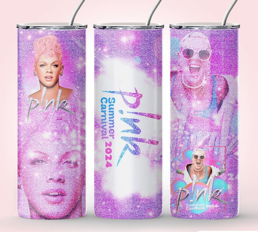 Pink 20oz summer carnival tumbler